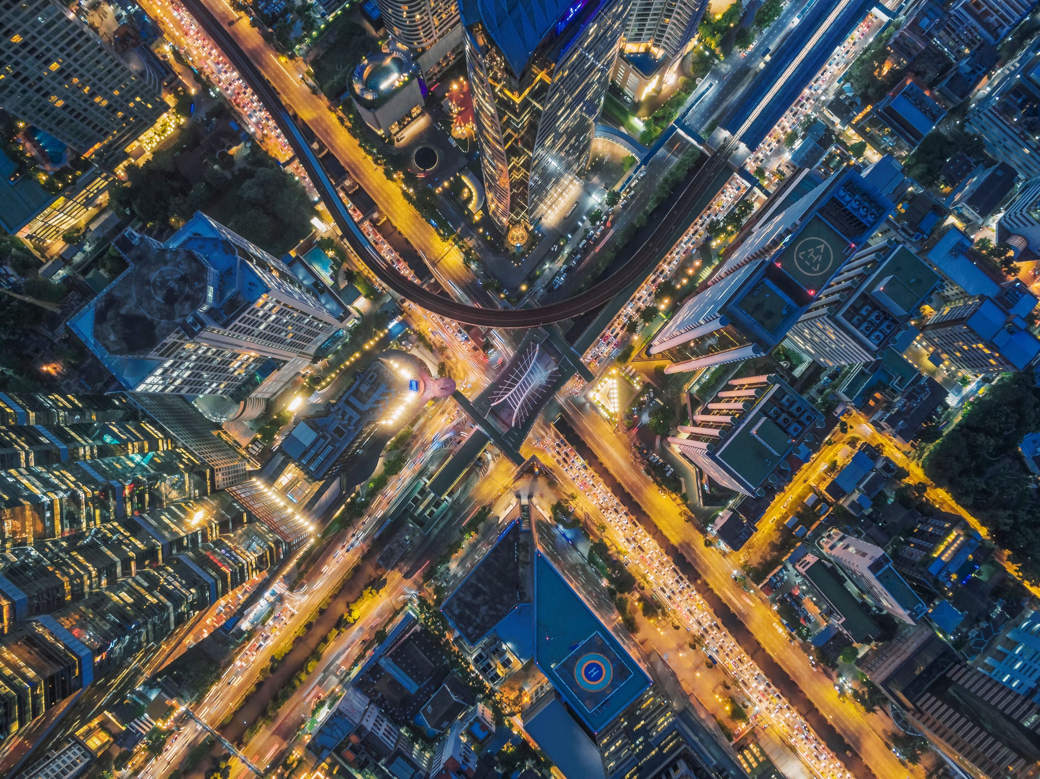 Roadway picture from sky