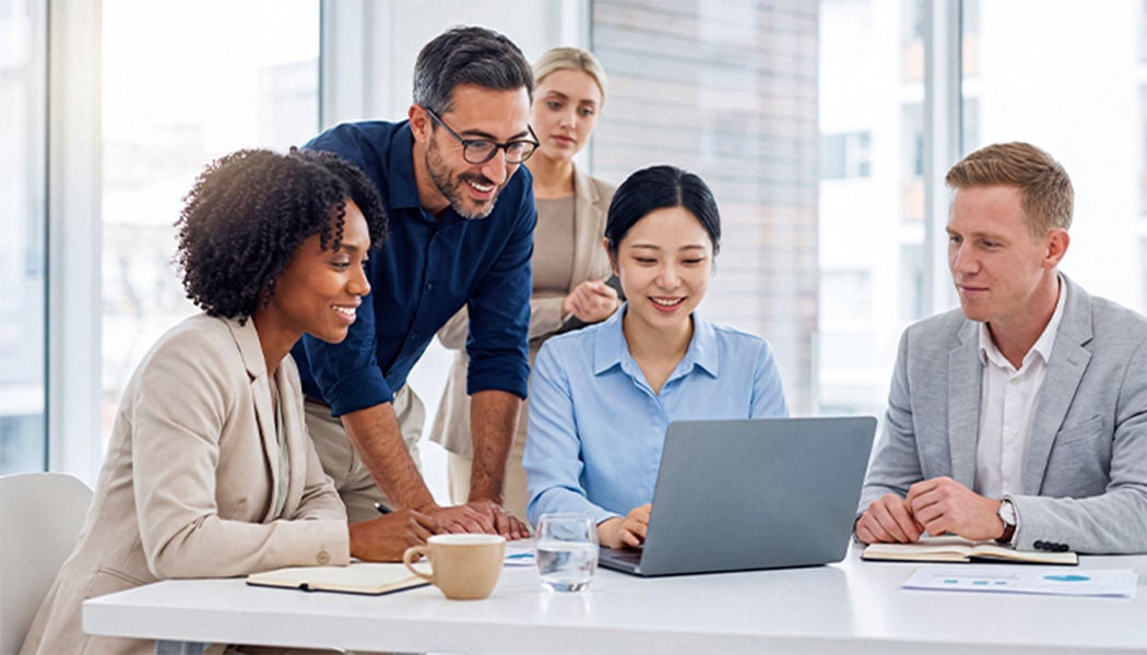 Marketing executives collaborating together