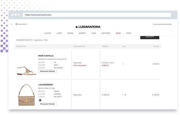 Example of the shopping experience