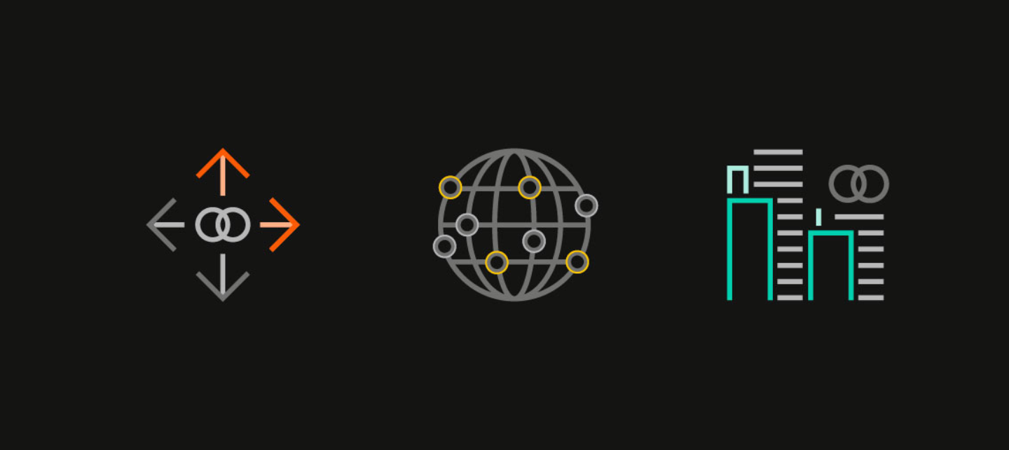 Mastercard icons showing growth, global connections and business.