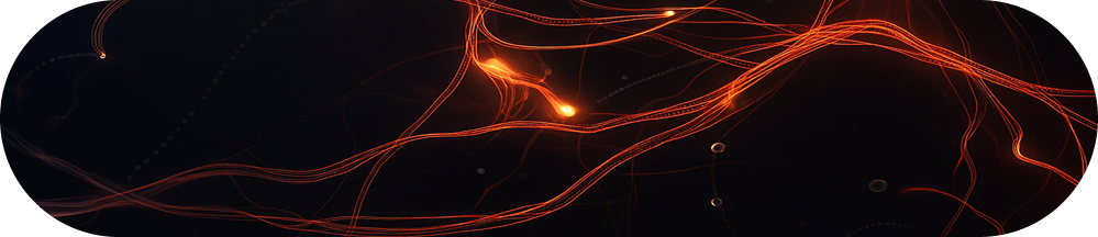 A glowing web of pathways with pulses of light moving toward endpoints, representing fast, smart transactions.