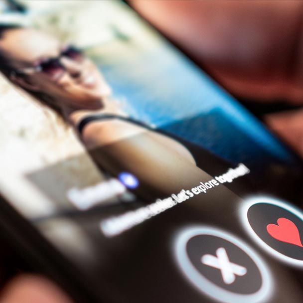Close up of dating profile on phone
