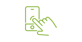 Mastercard Identity Check szolgáltatáshoz kapcsolódó zöld ikon stilizált grafikai elemmel, letisztult, modern megjelenésben, fehér háttéren.