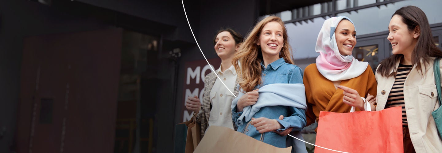 A group of women with shopping bags 