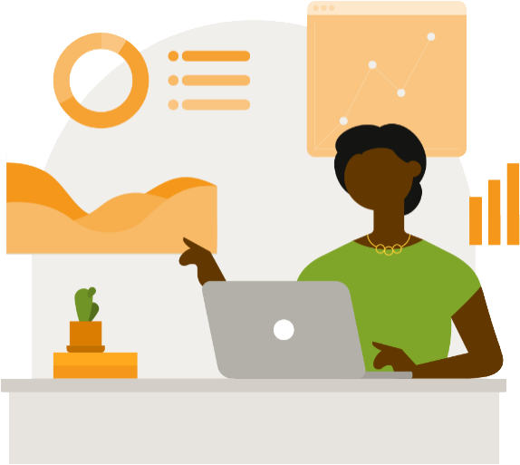 Illustration d'une femme sur un ordinateur portable