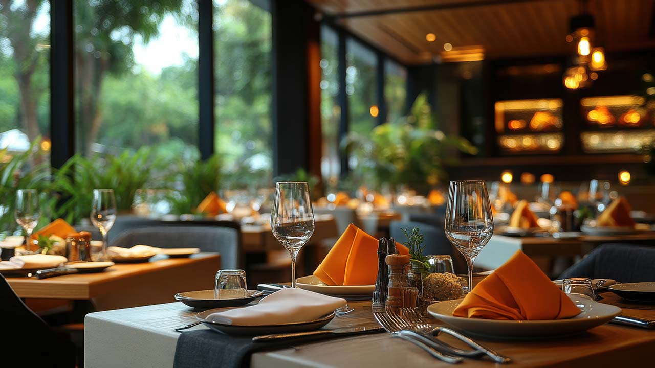 Exquisite restaurant dining room.