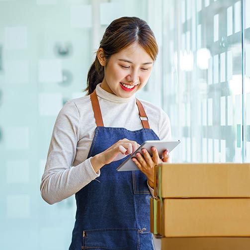 Checking and packing orders.