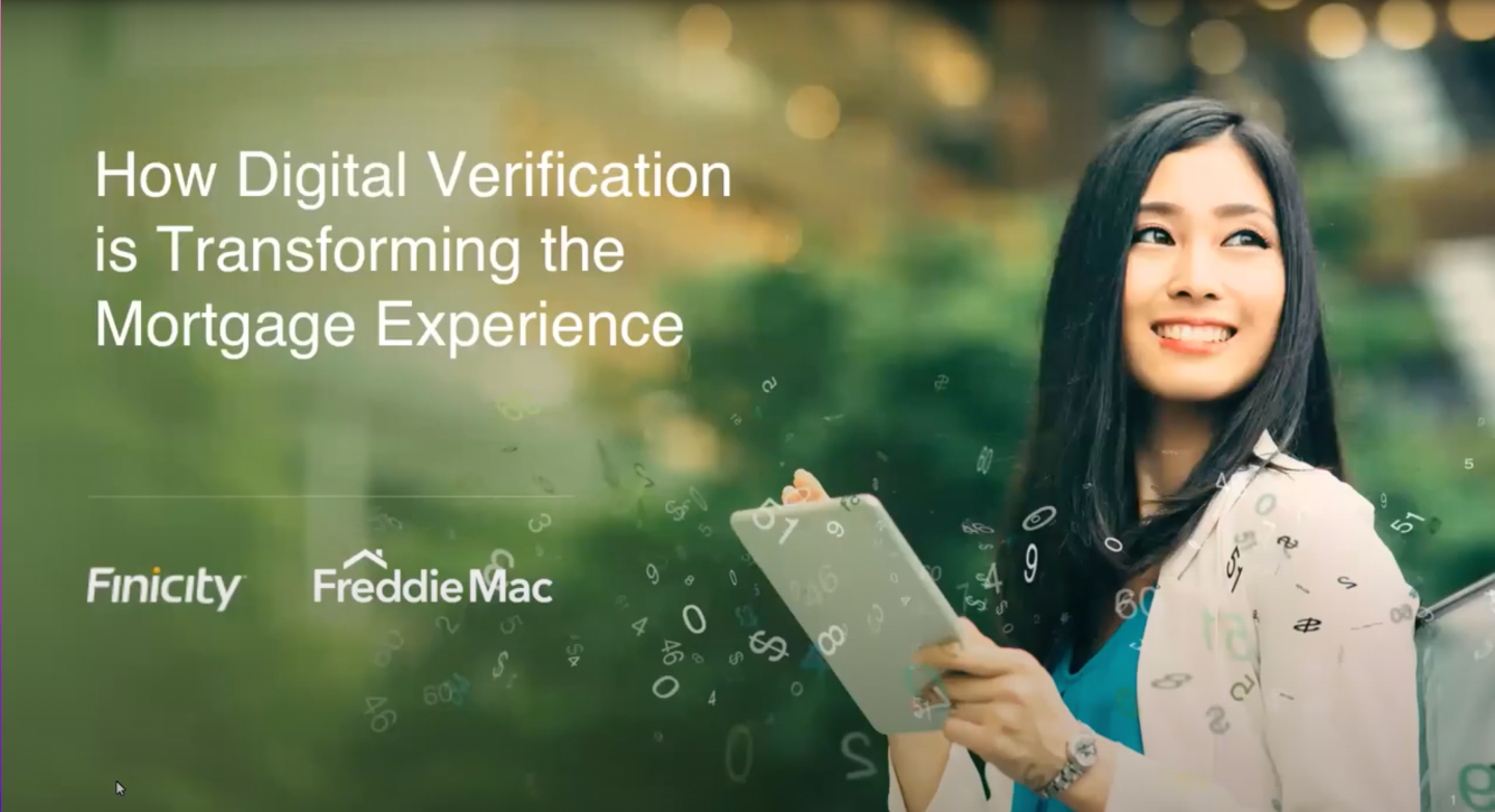 How digital verification is transforming the mortgage experience header image with woman in the background with a tablet.