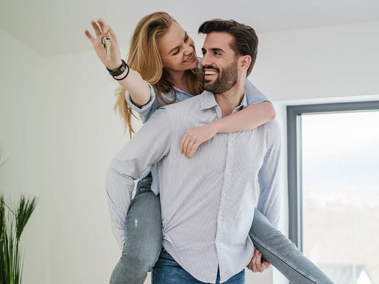 Couple celebrating moving in together
