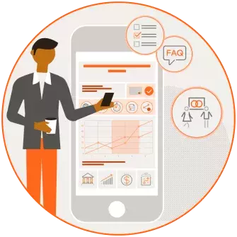 Man and phone illustration