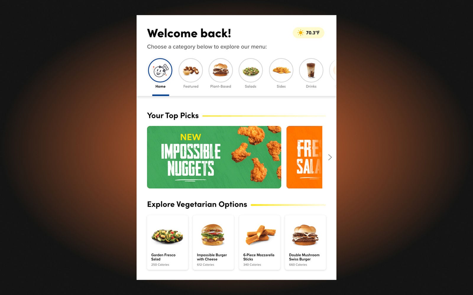 Kiosk screen for identified customer