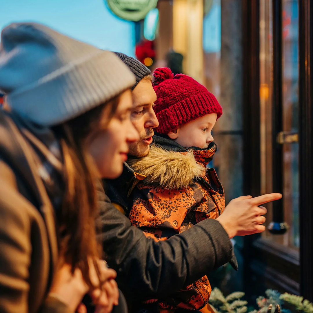 Family shopping during the holidays