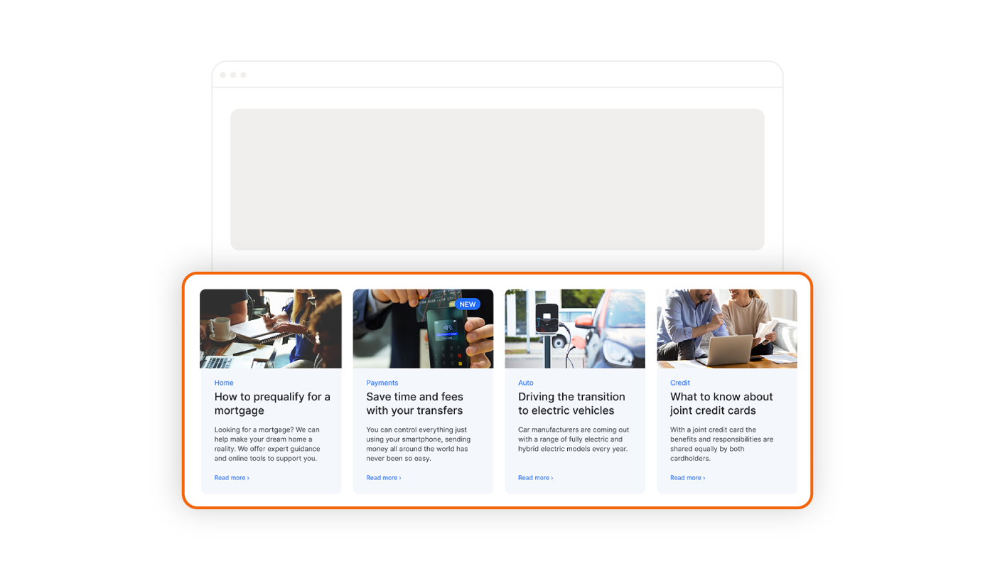 Example of a section that recommends offers 