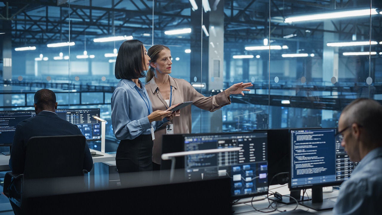 Technical team reviewing data