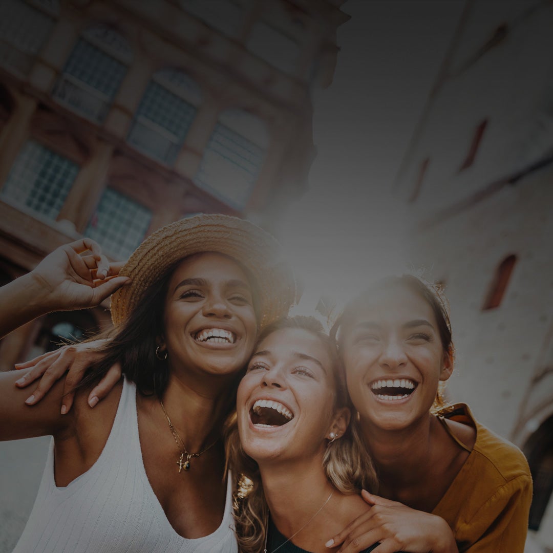 Three young women having fun.