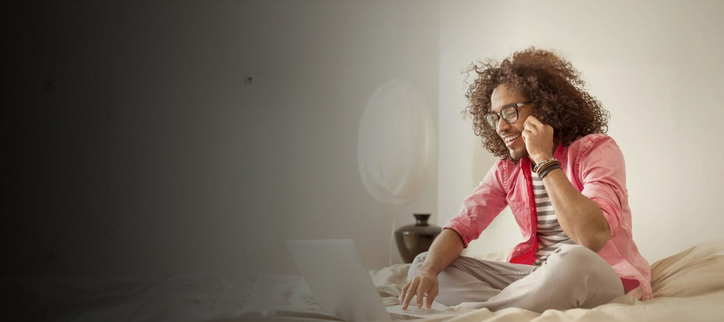 man in a minimalistic white room