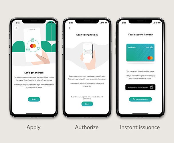 Digital cards apply for and receive.