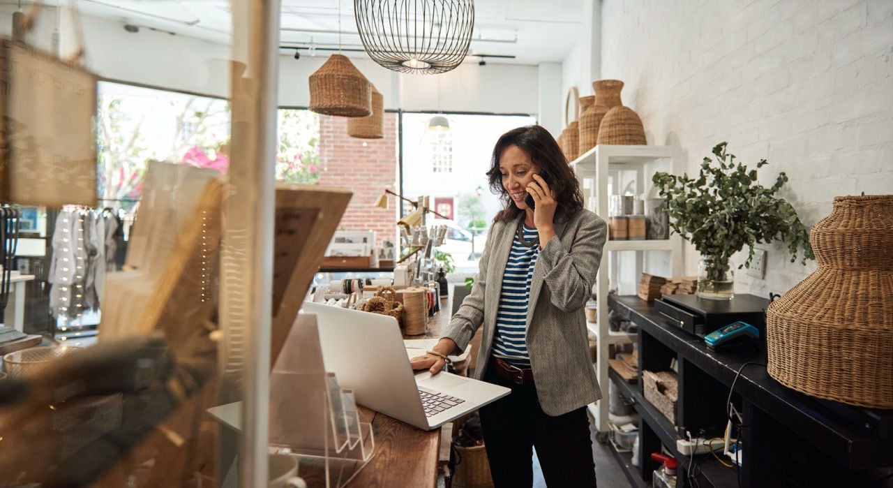 Small business owner using her computer