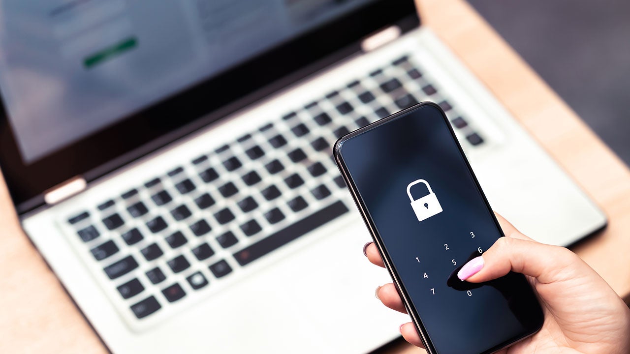 Phone password lock for mobile cyber security.