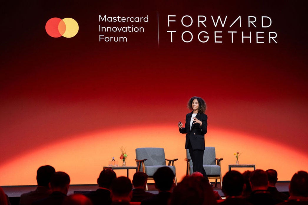 A female speakers at the "Forward, Together" forum