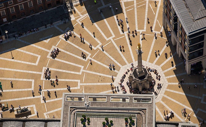 Aerial view of Paternoster Square in London.