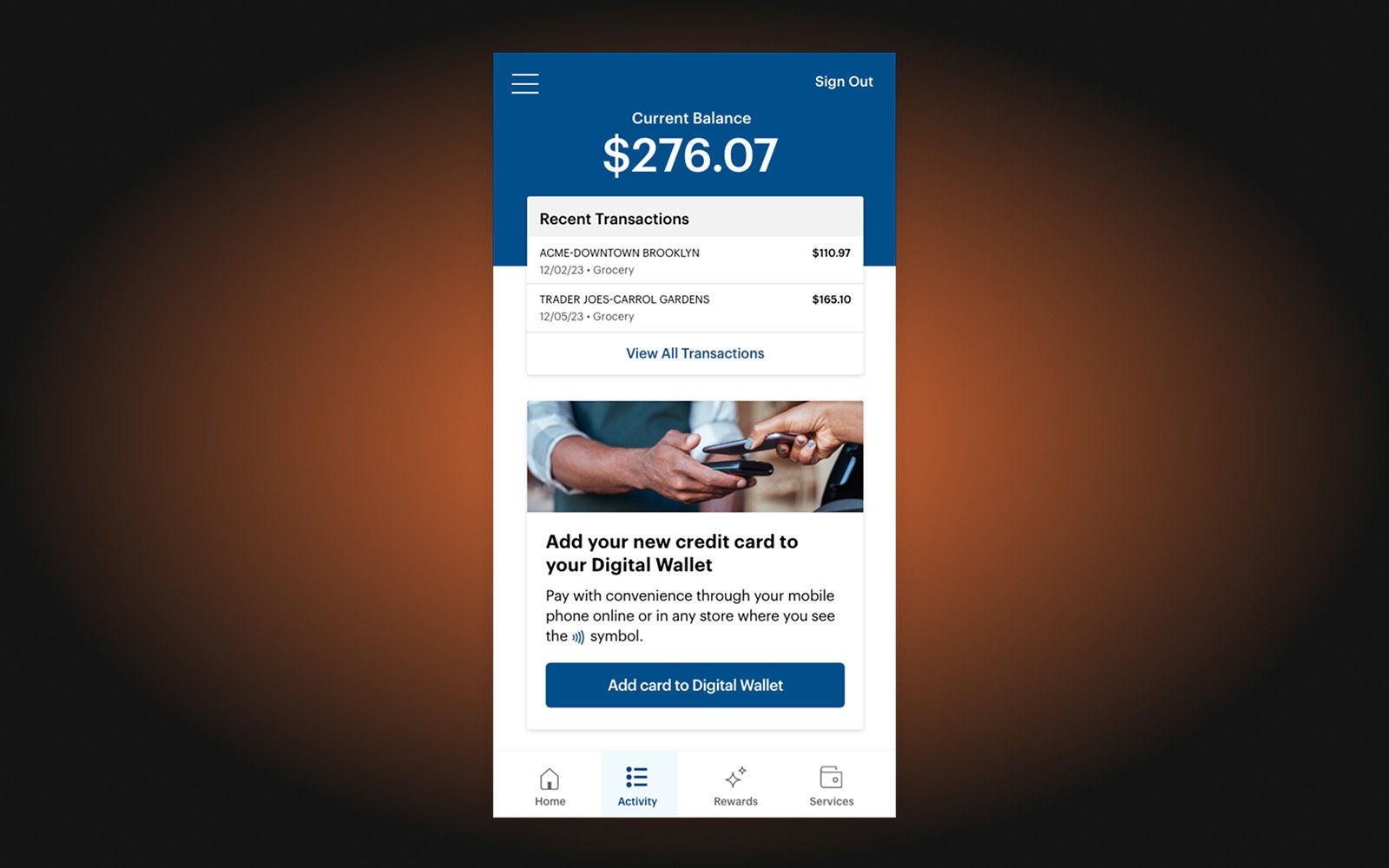 Example of in-app banner