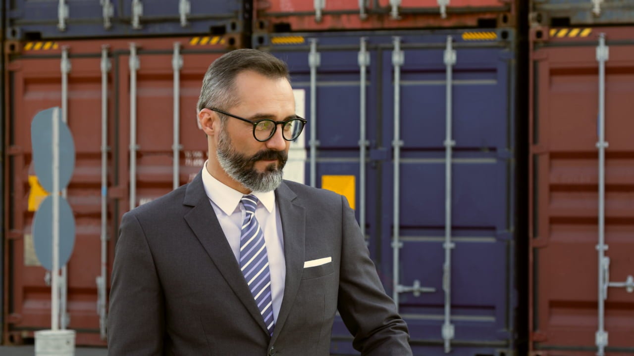 manager near his cargo warehouse