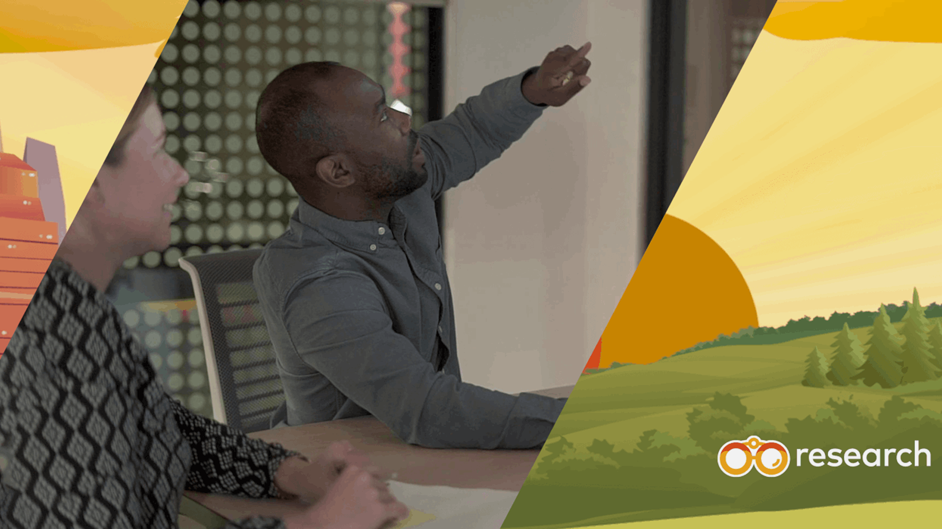 A man pointing at a computer screen