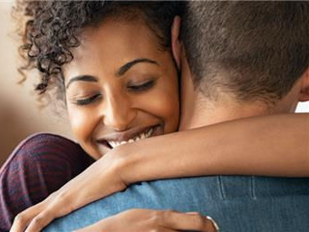 Man and woman hugging