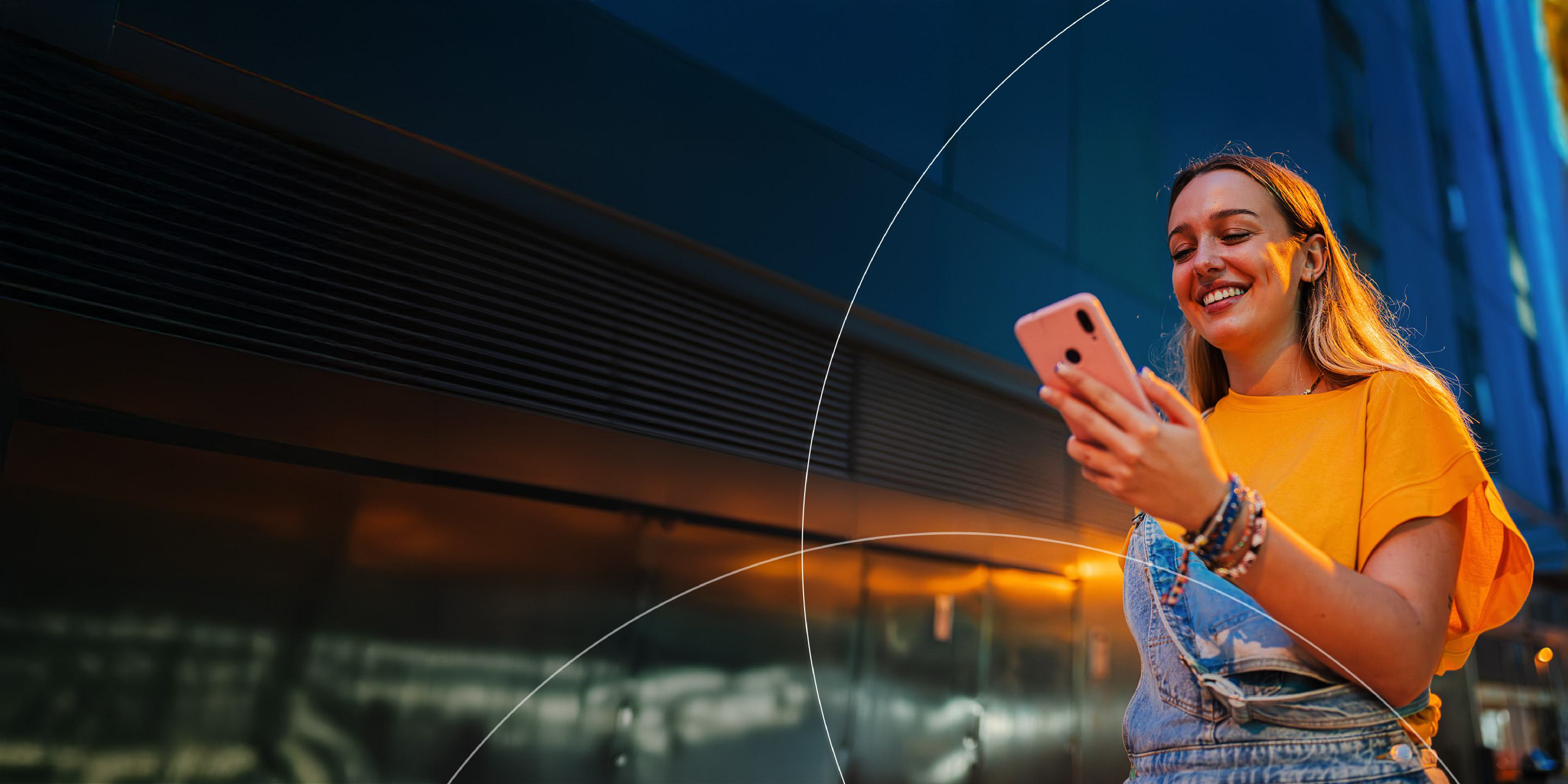 Woman making payment on her phone.