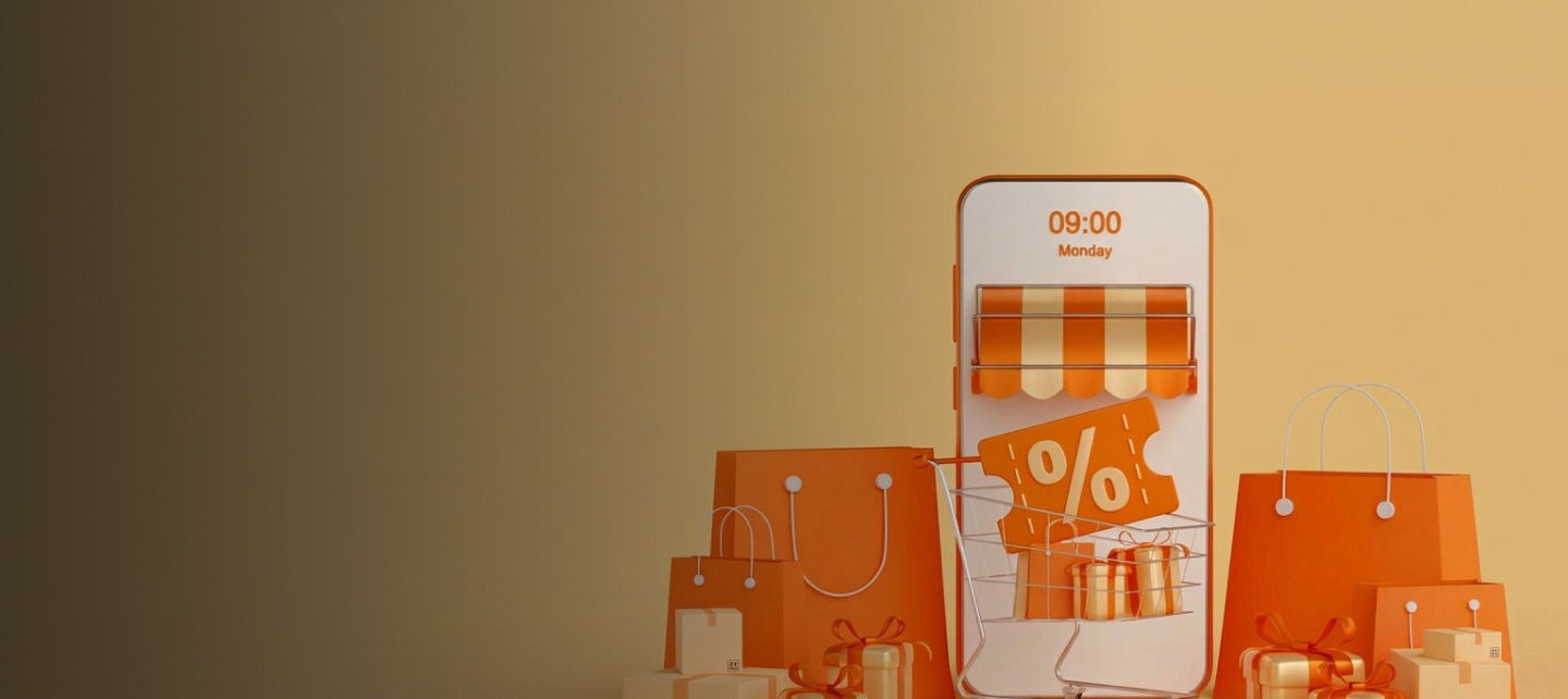 orange shopping concept on smartphone