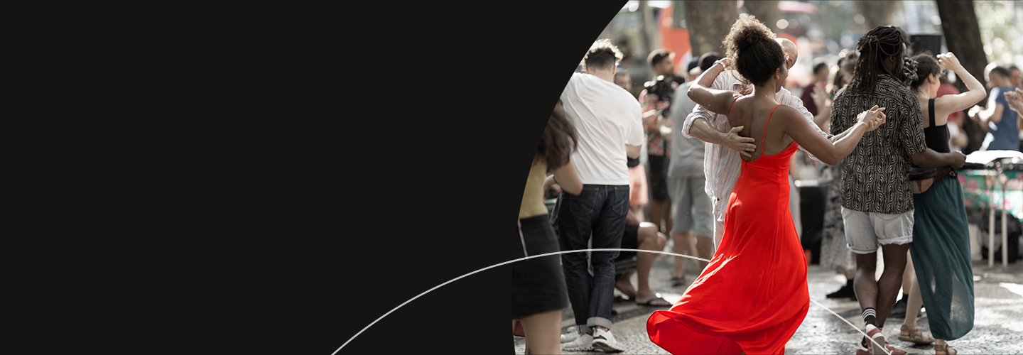 Latin couples dancing outside