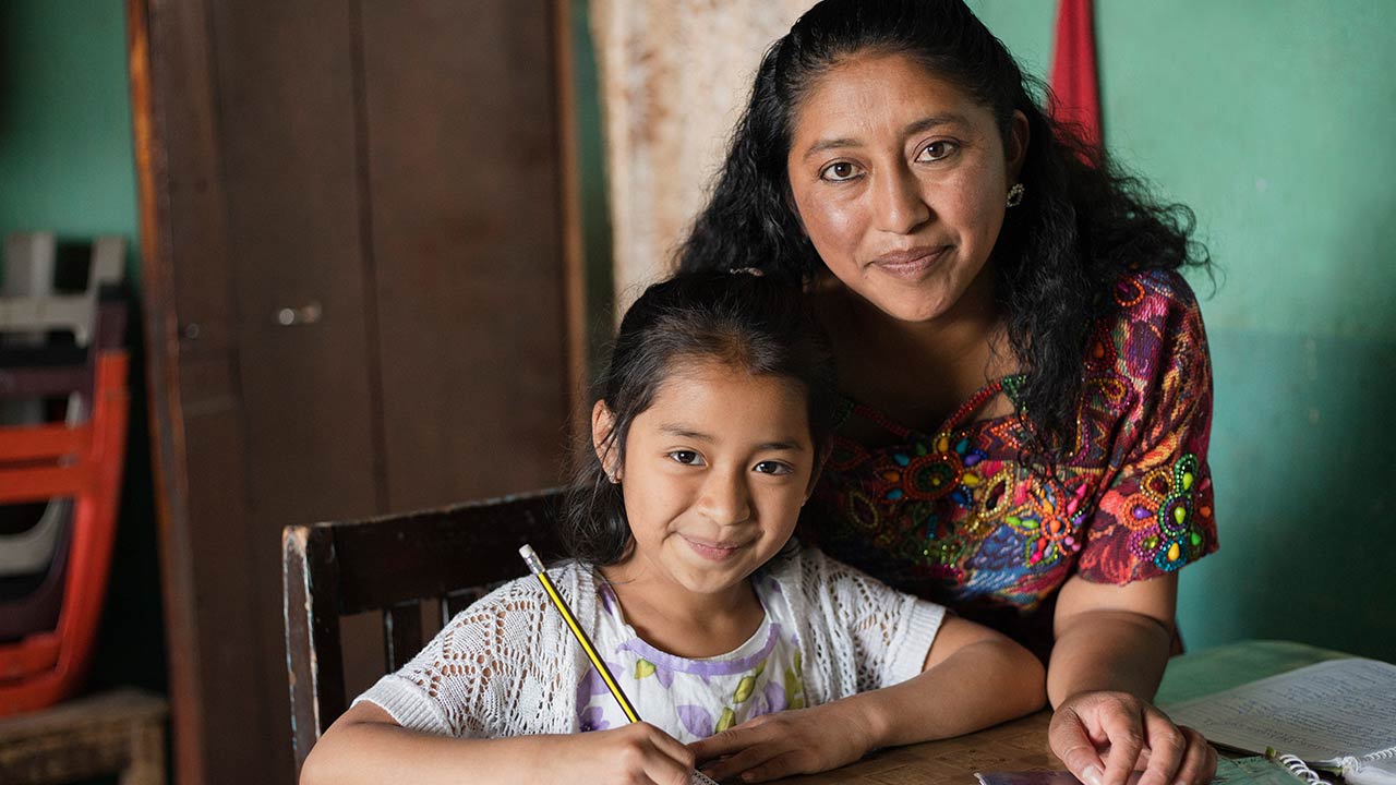 Hispanic mother and child.