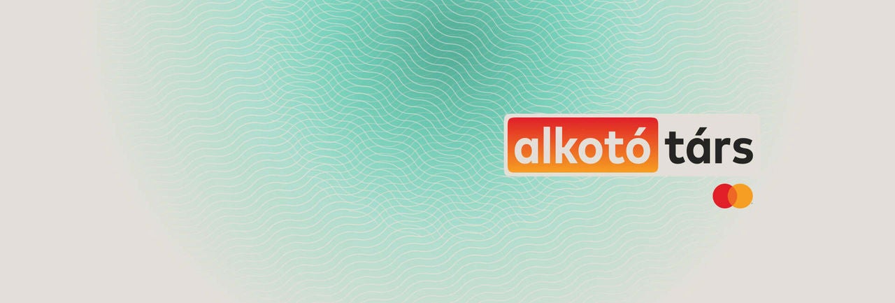 Az „alkotó társ” vizuál egy kreatív partnerségi program letisztult, modern arculatát mutatja be.