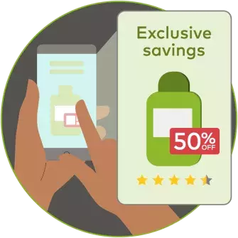 Phone displaying discount illustration