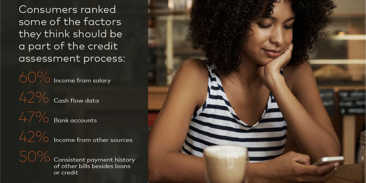 Woman on phone with several stats on left side