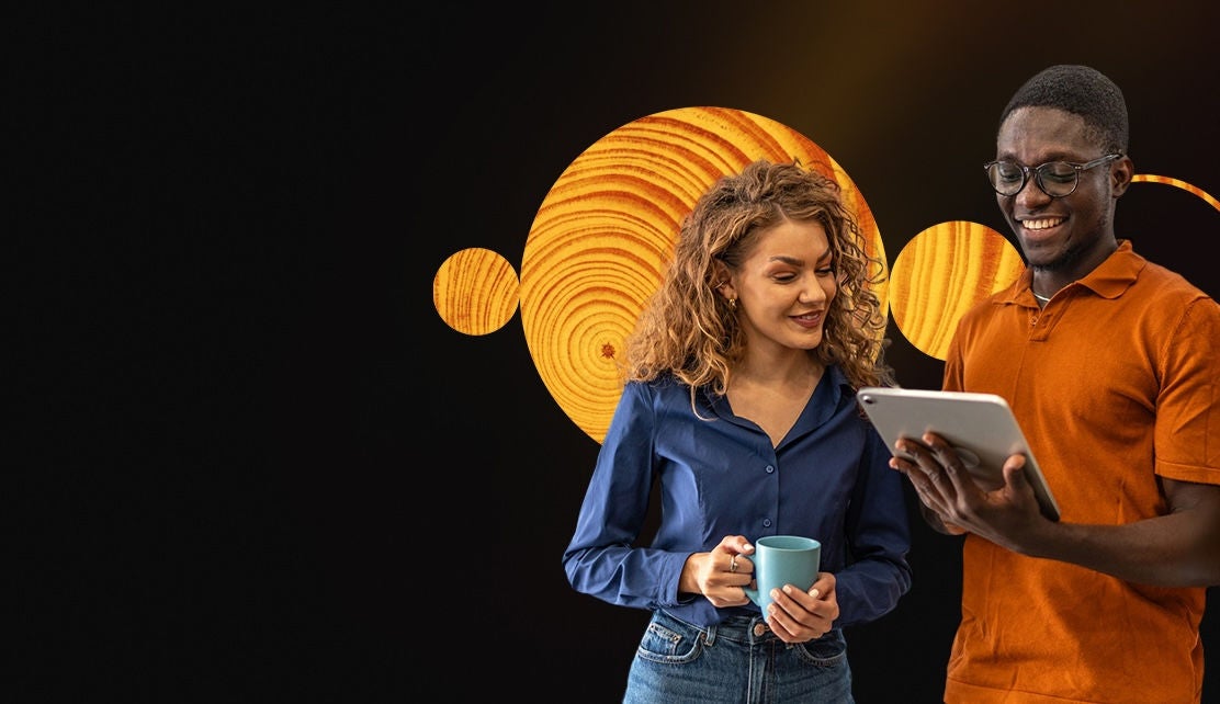 Two employees working in office.