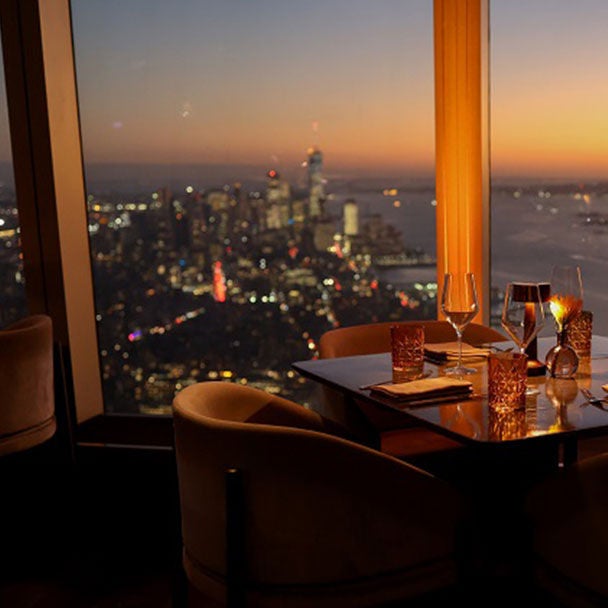 Dining with a view at a restaurant.
