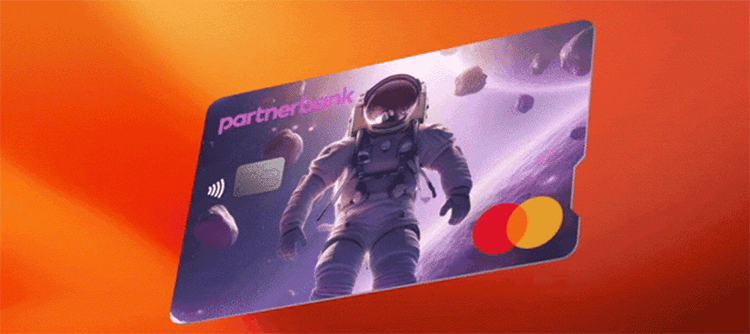 A Mastercard card with an astronaut on it. 