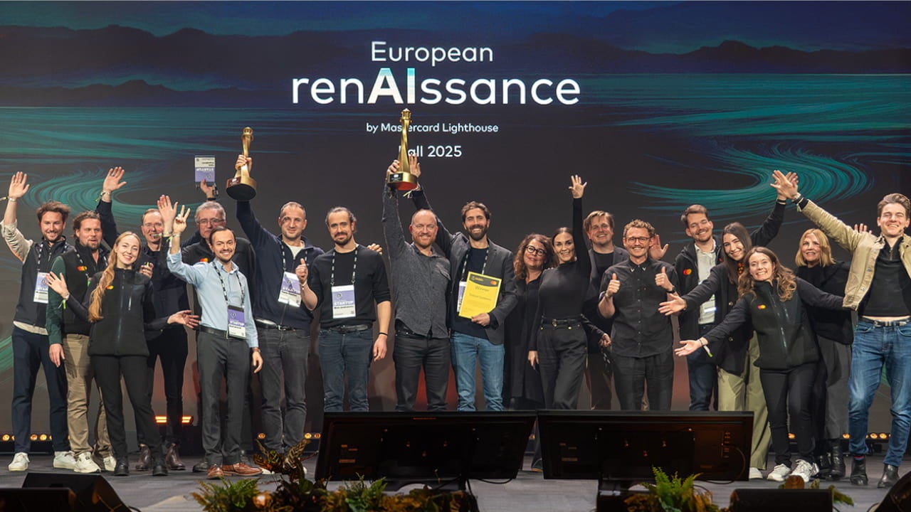 celebrating with awards on stage