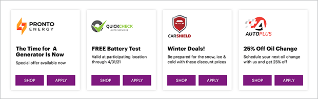 Personalized credit card applications example