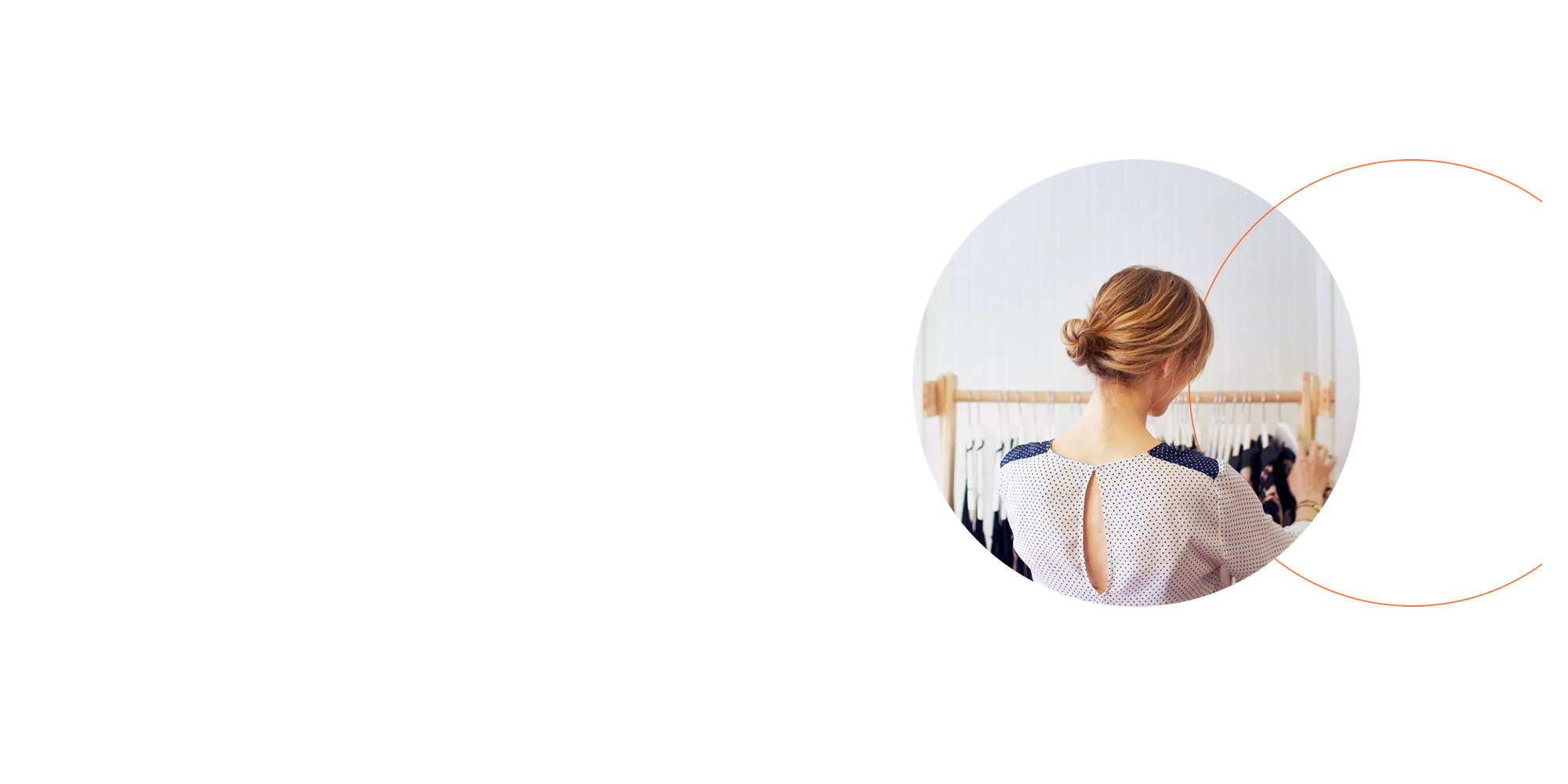 woman looking at clothing rack inside mastercard logo silhouette.