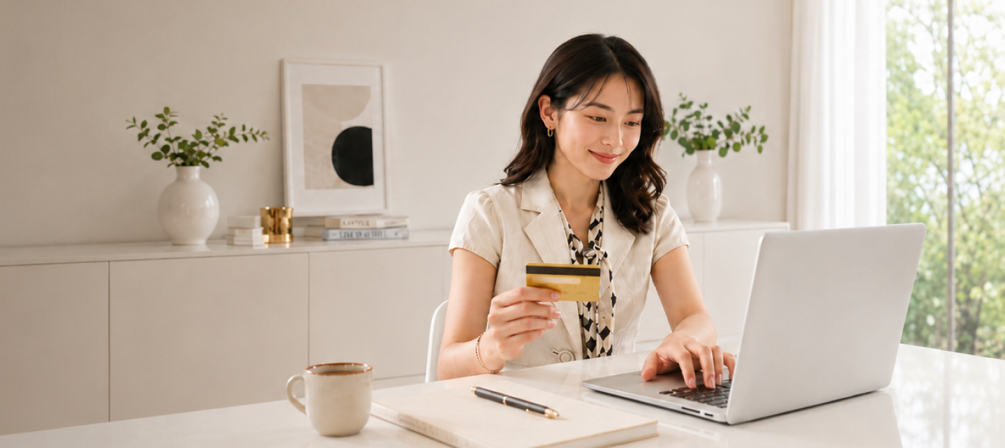 日本の女性がクレジットカードを使用する