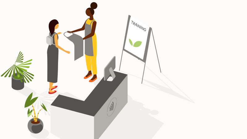 Illustration training session at retail shop.