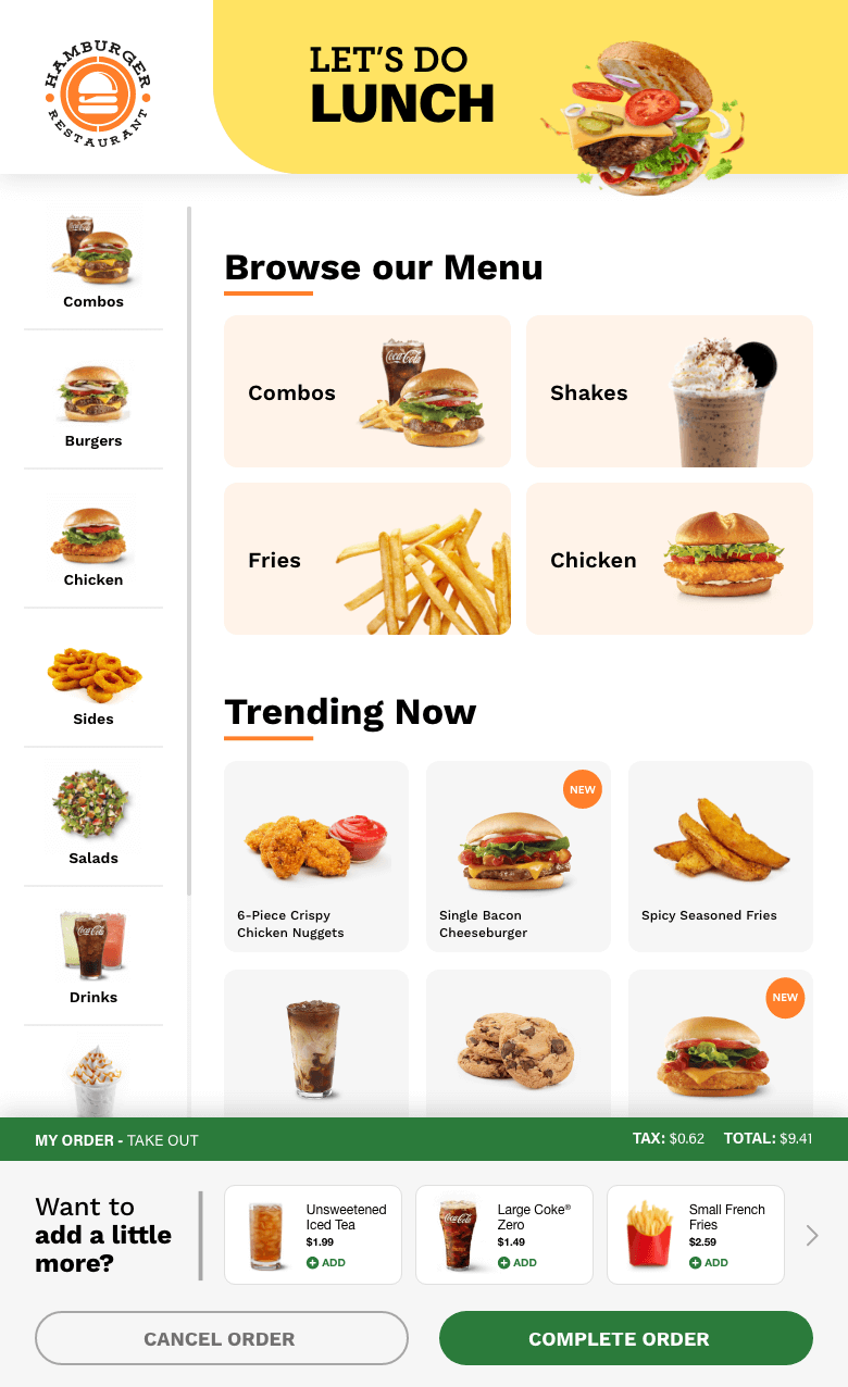 Example of a kiosk screen at a quick service restaurant
