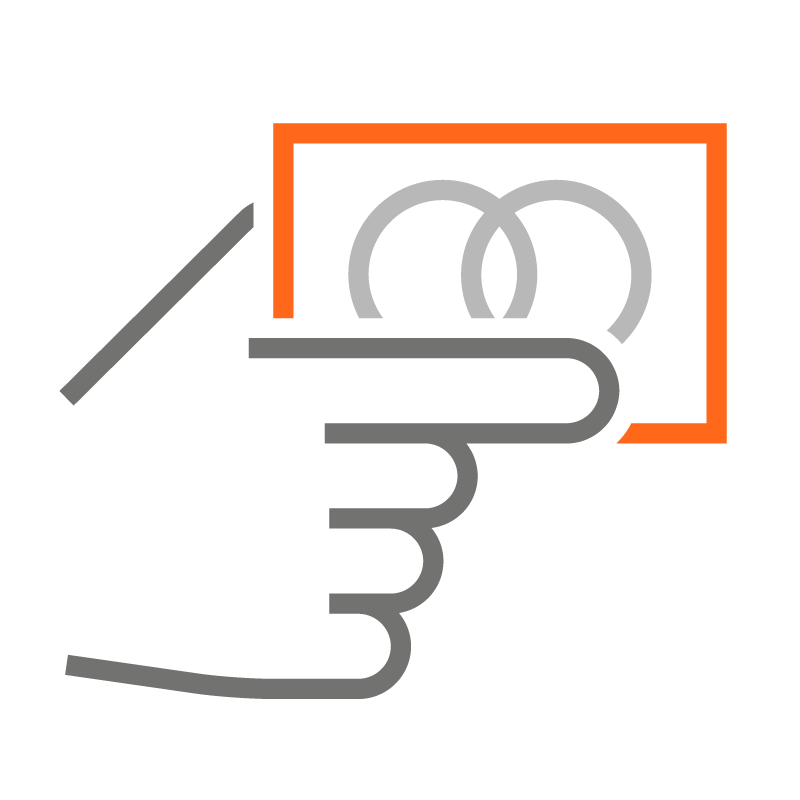 Icon of a hand and MasterCard