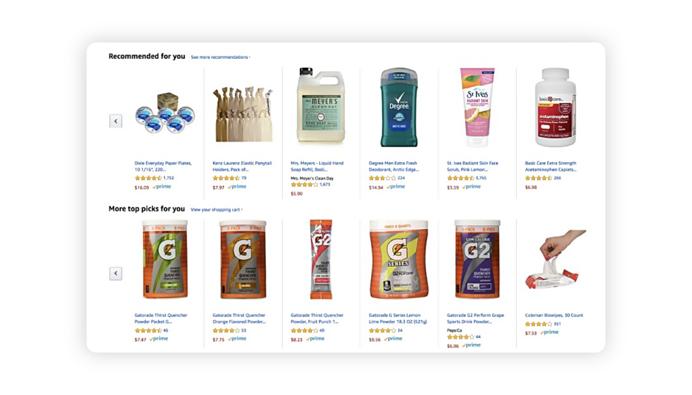 Product recommendation example