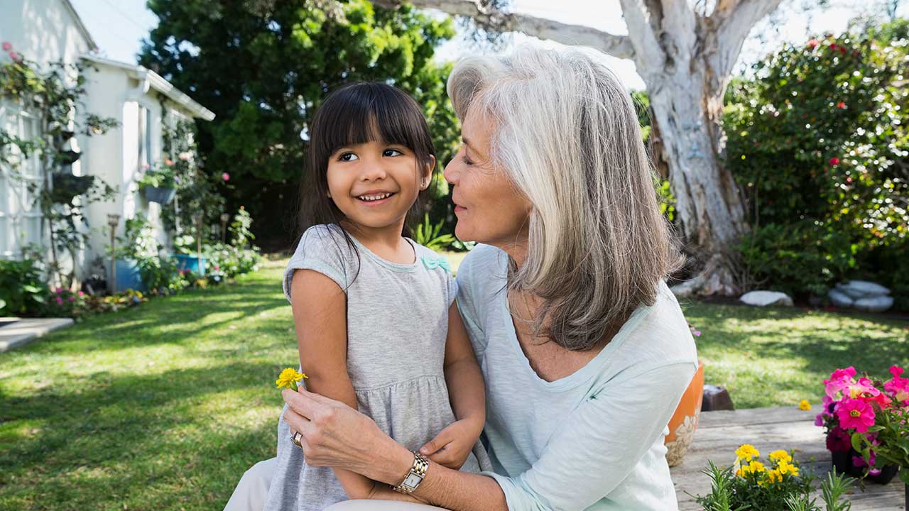 elder woman with a kid
