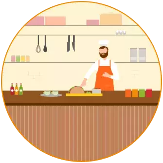 Chef at a restaurant illustration