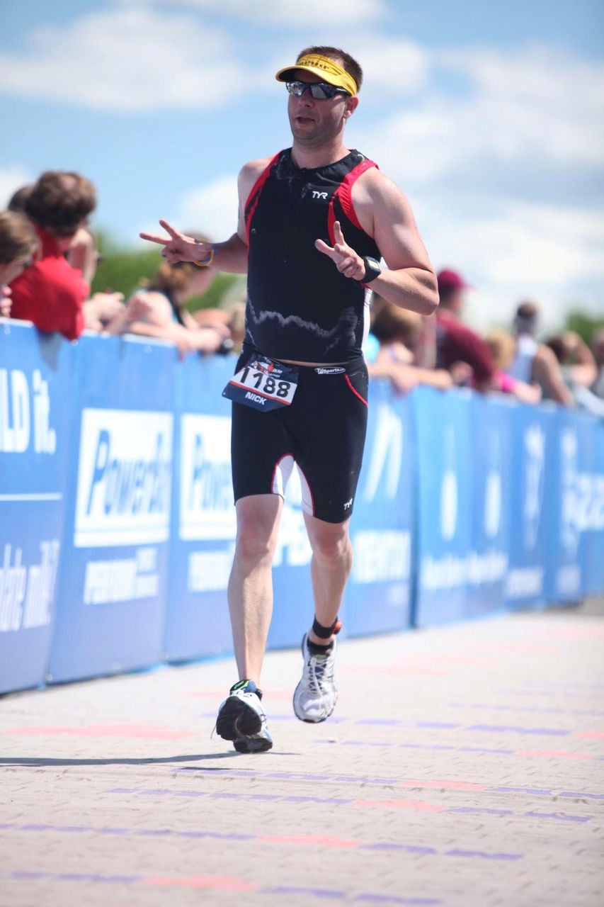 Nick Pifani running in an Ironman